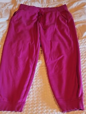 Athleta Bright Magenta Drawstring Sweatpants Lg